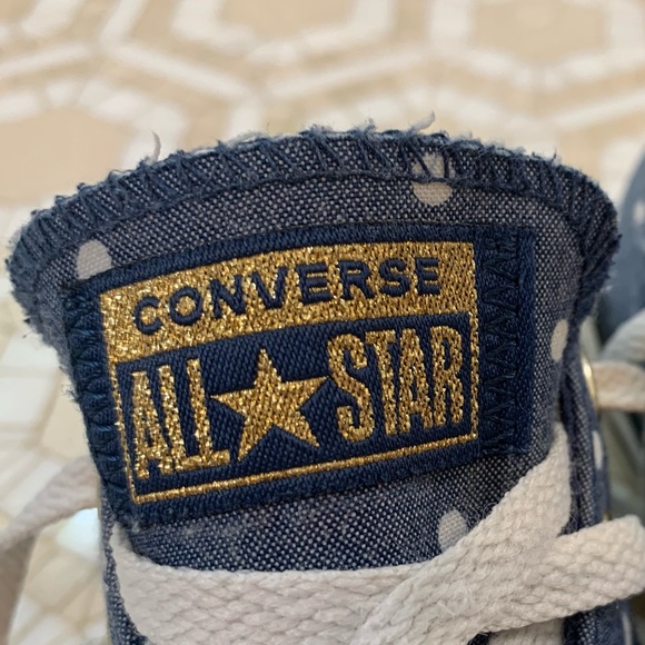 Converse Allstar Shoes, Denim with white polka dots, Size 13 Girls - Picture 5 of 8